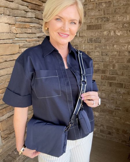 Classic Navy & White is always in style for Spring! These pieces from Chico's are perfect for a  business casual workplace, or shopping & lunch with friends. 

I'm wearing size 0 shirt & 0 pants.

#chicosstyle
#springoutfit
#classicstyle
#croppedpants
#businesscasual
#fashionover50
#midlifefashion
@lovechicos

#LTKstyletip #LTKover40 #LTKSeasonal