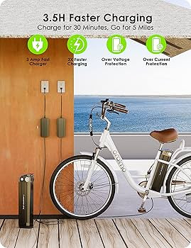 Oraimo Electric Bike for Adults 3.5H Fast Charge Up to 40 Miles Removable Battery,350W(Peak 500W)... | Amazon (US)