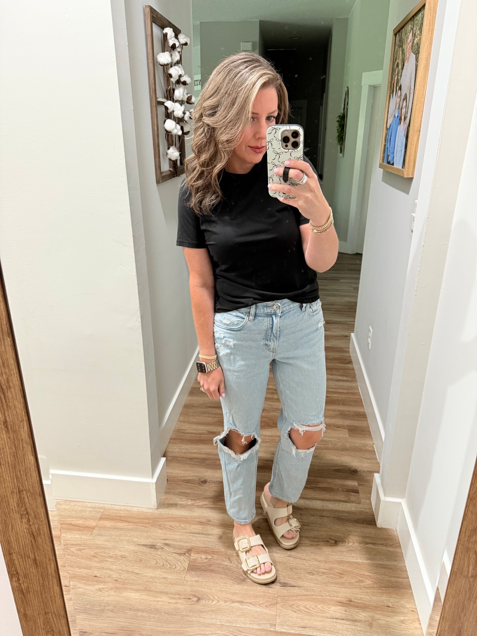 Super comfortable outfit for dinner with the kiddos. This entire outfit is super affordable. The shirt is from Walmart. The jeans are from American Eagle and my sandals are from target.

Casual Mom style, dinner style, midsize, affordable, clothing, mom, fashion, mom life

#LTKStyleTip #LTKSaleAlert #LTKFindsUnder50