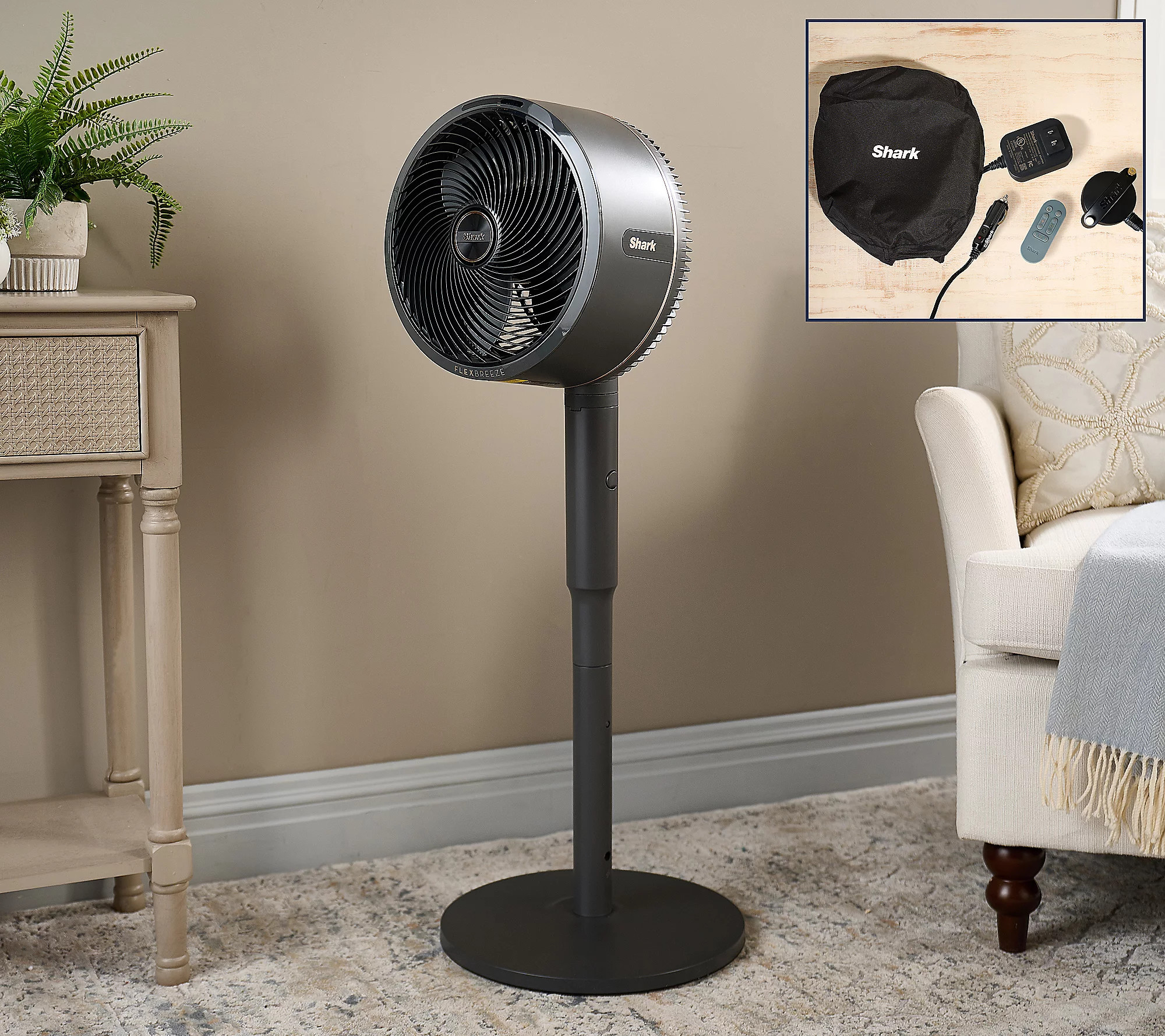 Shark FlexBreeze Indoor/Outdoor Cordless Fan w/Car Charger | QVC