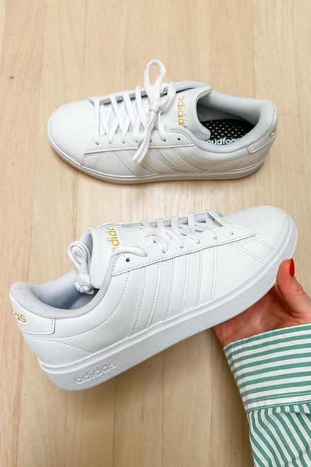 Neutral white sneakers - everyday casual shoes. These adidas white sneakers go great with jeans, denim shorts, summer dress - pretty much anything 🥰
These white sneakers are neutral enough to wear to the office as a casual shoe

#LTKTravel #LTKShoeCrush #LTKWorkwear