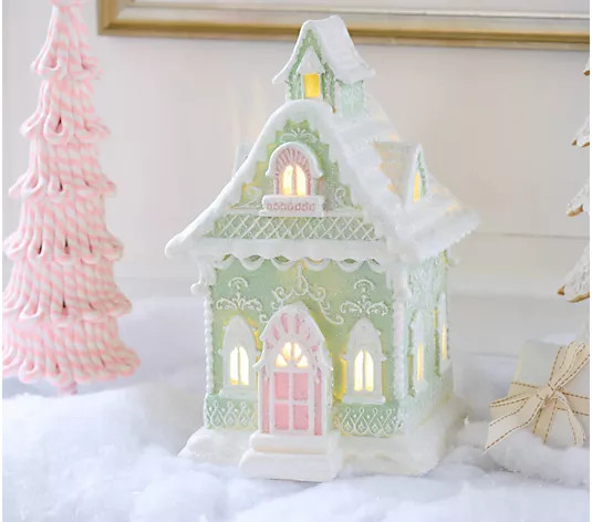 Illuminated Gingerbread Lace Cottage by Valerie - QVC.com | QVC