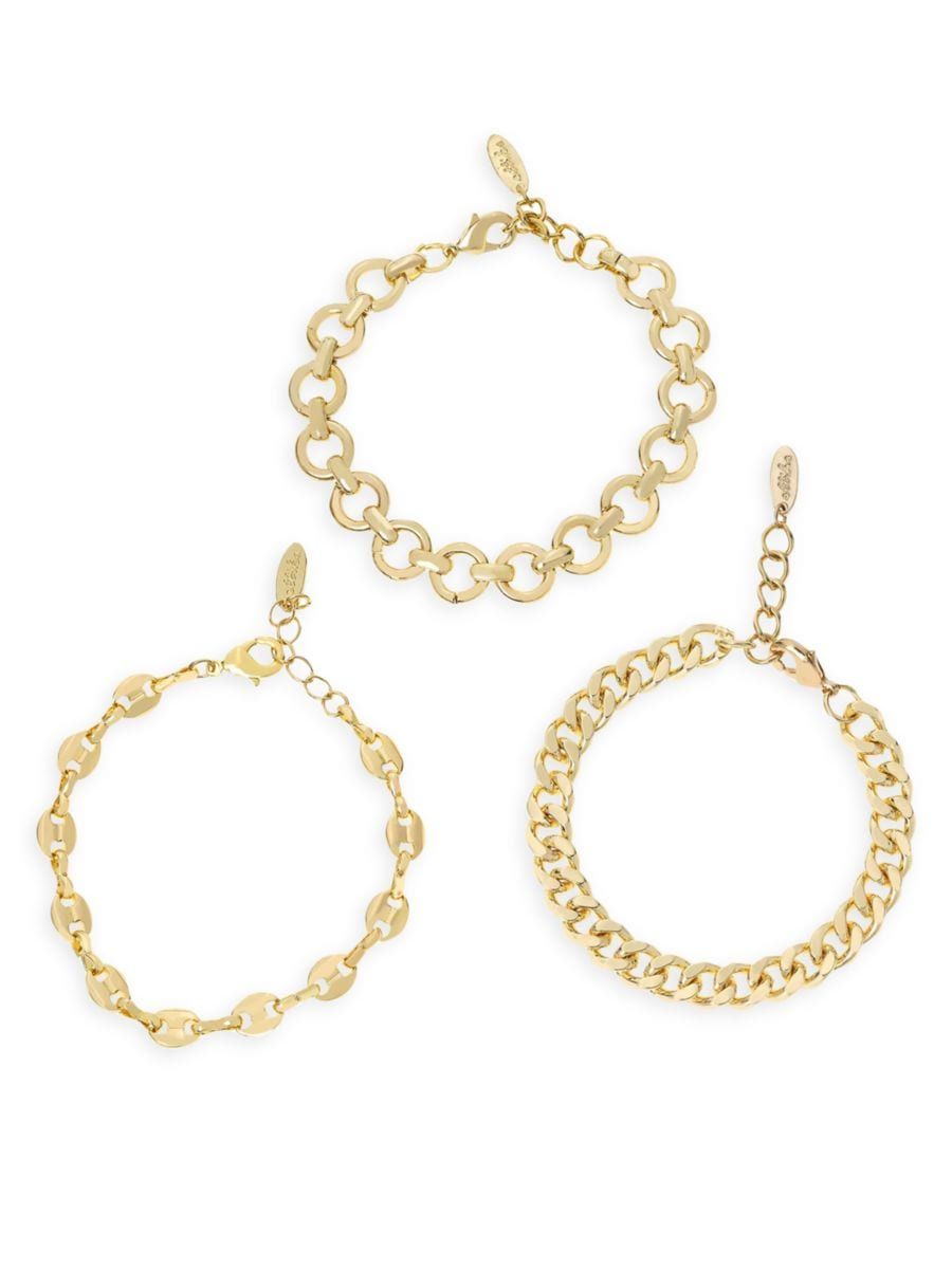 Might & Chain 18K-Gold-Plated 3-Piece Bracelet Set | Saks Fifth Avenue
