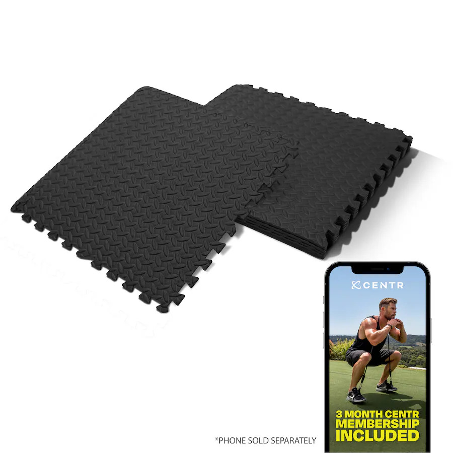 Centr - Gym Flooring Exercise Mats - 96 Sq Ft - Black | Best Buy U.S.
