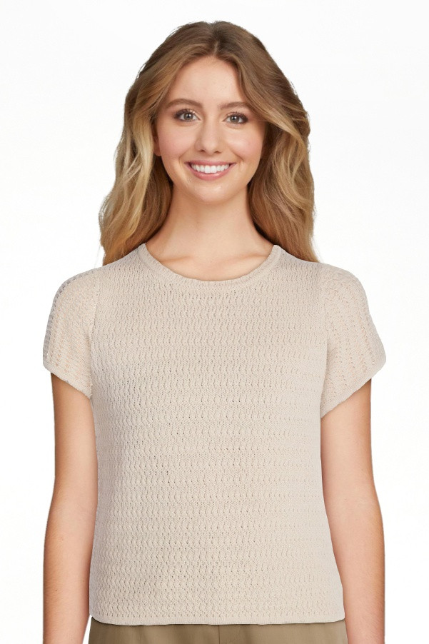 Time and Tru Women's Textured Crewneck Sweater with Short Sleeves, Lightweight, Sizes XS-XXXL | Walmart (US)
