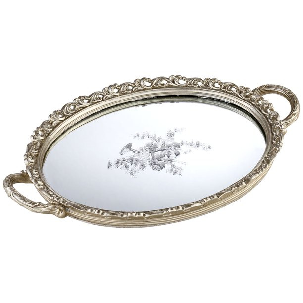 Kensington Hill Bellington 17 1/4" Wide Silver Floral Mirrored Serving Tray - Walmart.com | Walmart (US)
