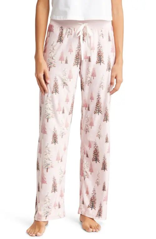 PJ Salvage Silky Velour Pajama Pants in Blush at Nordstrom, Size Large | Nordstrom