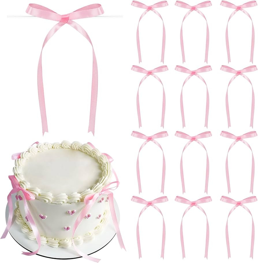 50pcs Pink Satin Ribbon Bows Twist Tie Bows Decor for Cake Balloons Crafts Glass Gift Wrapping Co... | Amazon (US)