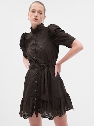 Puff Sleeve Eyelet Mini Dress | Gap (US)