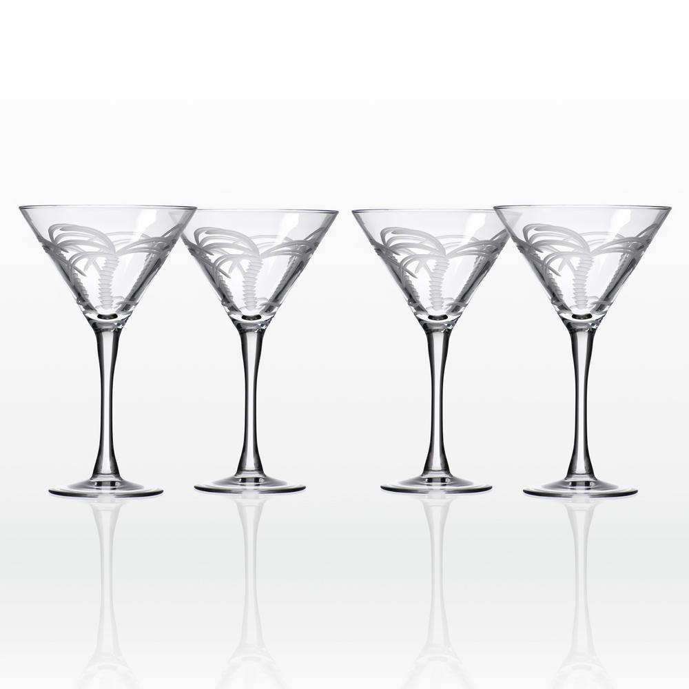 Rolf Glass Palm Tree 10 oz. Clear Martini (Set of 4) | The Home Depot