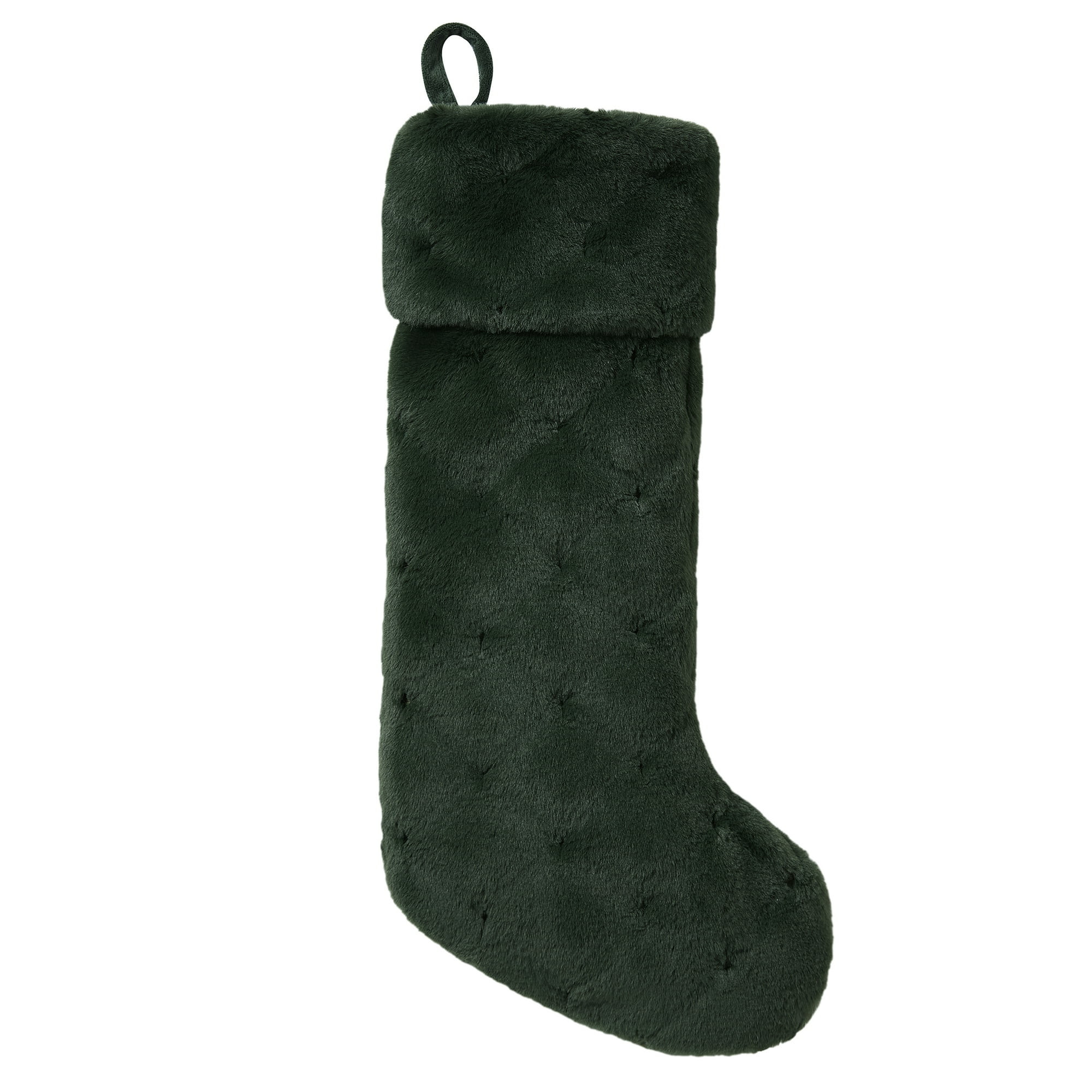 My Texas House Melissa Green Faux Rabbit Fur Christmas Stocking, 20" x 10" - Walmart.com | Walmart (US)