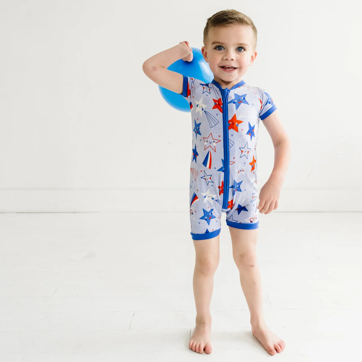 Blue Stars & Stripes Shorty Romper | Little Sleepies