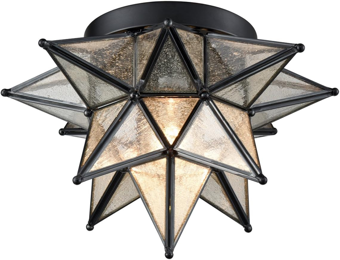 DAYCENT Moravian Star Light Flush Mount Celing Light Seeded Glass Shade Boho Moroccan Ceiling Lam... | Amazon (US)