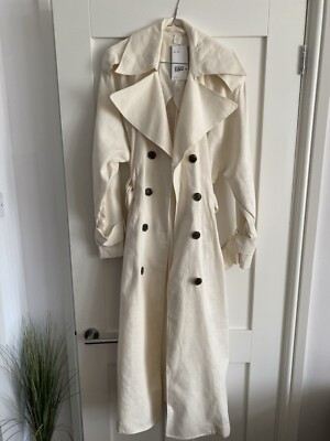 H&M Cream Linen Trench Coat | eBay UK