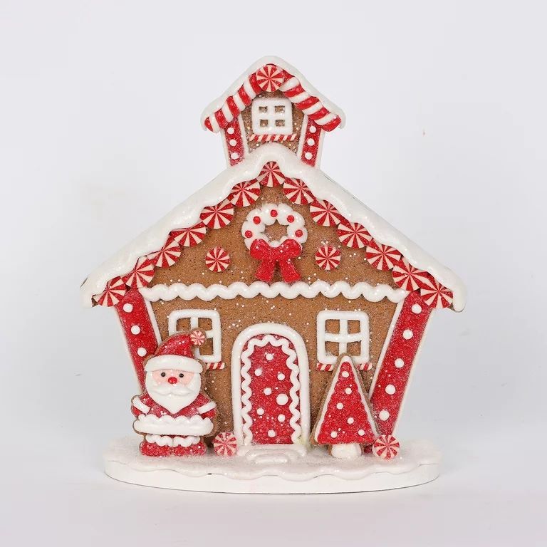 8 in Glazed Clay Santa Christmas Village House Christmas Decoration, Brown/Red, by Holiday Time | Walmart (US)