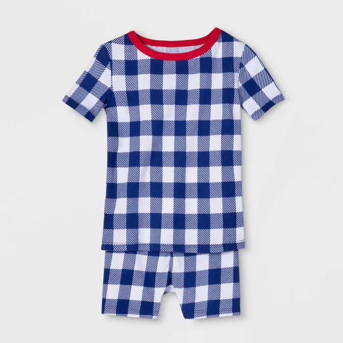 Toddler July 4th Gingham Pajama Set - Navy | Target