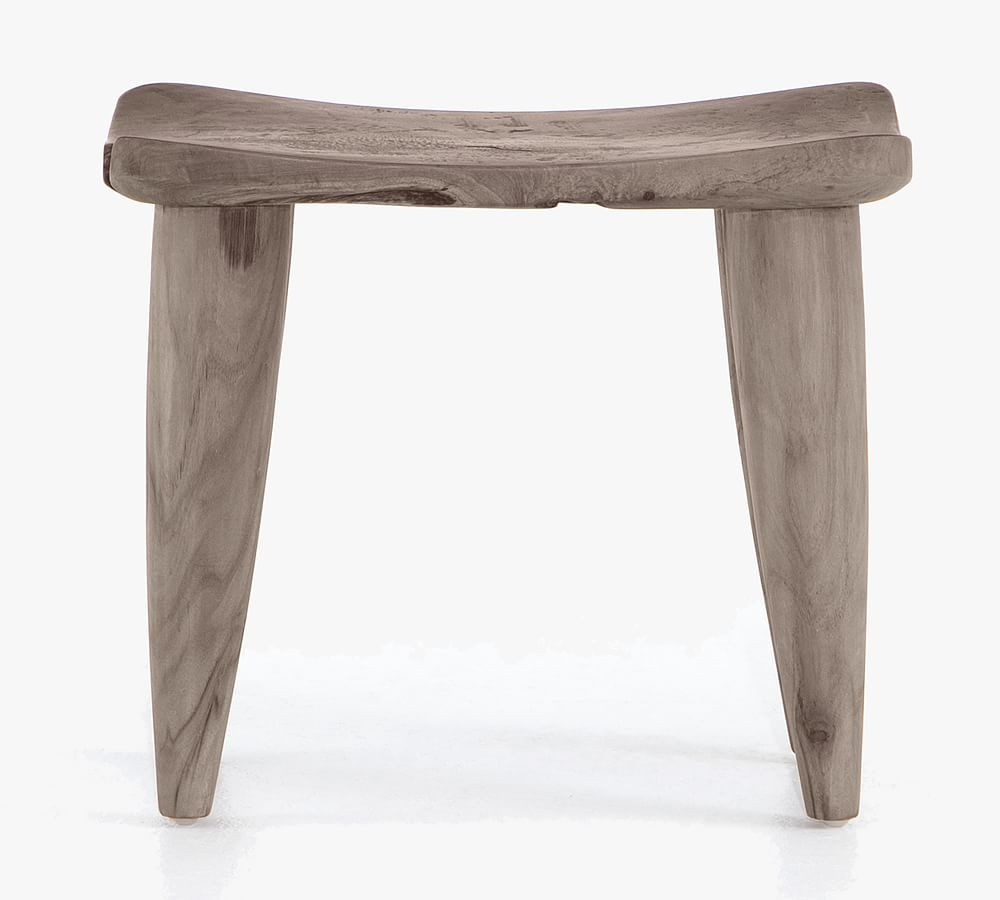 Zander Teak Outdoor Accent Stool | Pottery Barn (US)