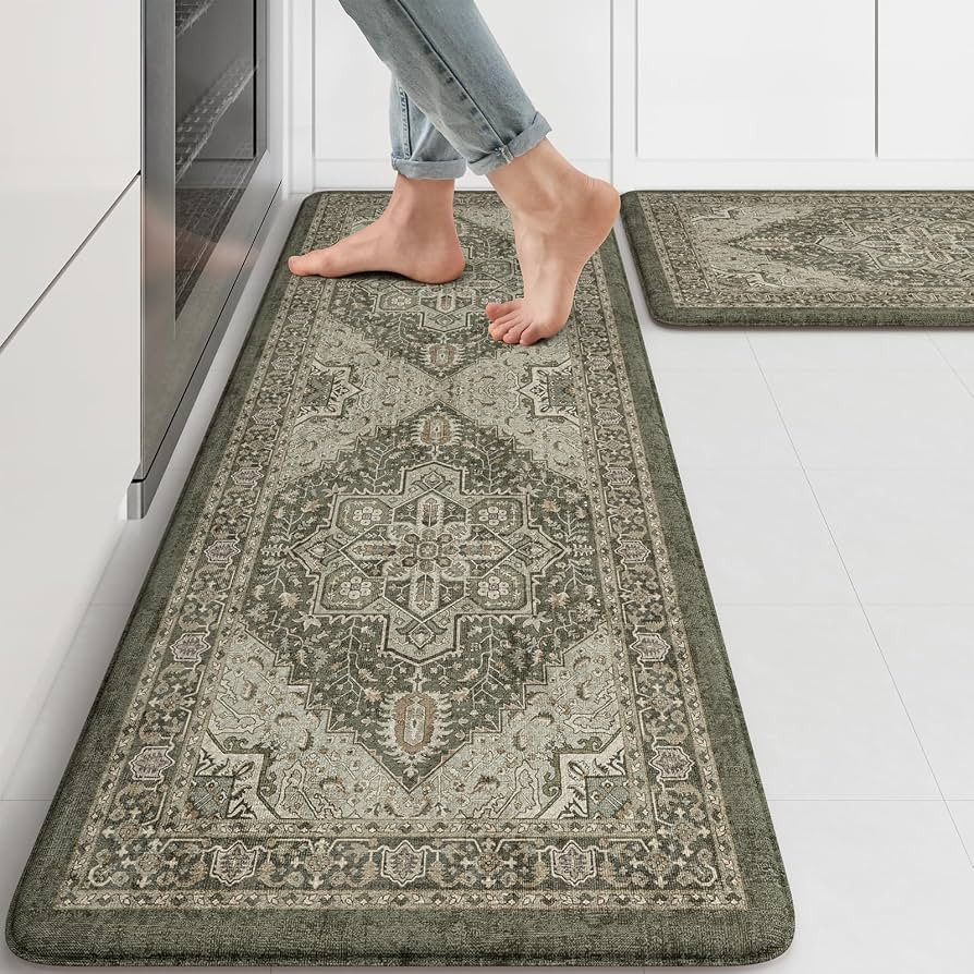 KIMODE Anti Fatigue Mats for Kitchen Floor 17"x47"+17"x29", Boho Kitchen Rugs Sets of 2,Cushioned... | Amazon (US)