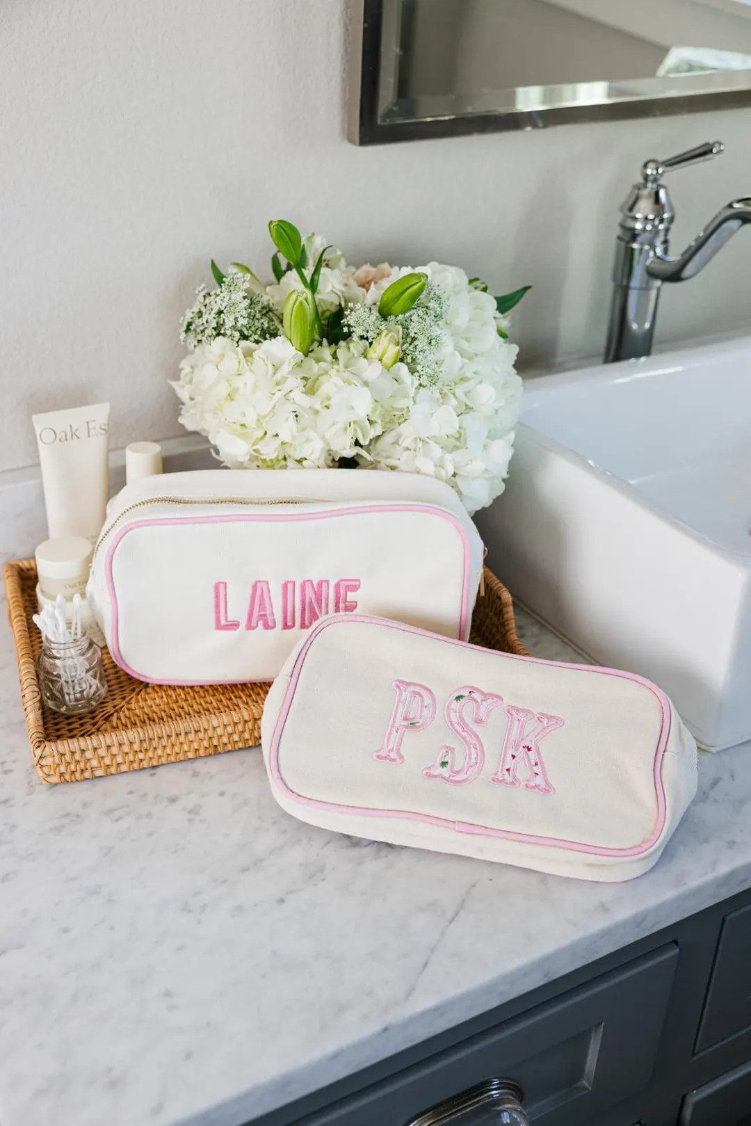 Embroidered Canvas Pouch (large & Extra Large) // Embroidered Makeup Bag Custom Cosmetic Bag Brid... | Etsy (US)
