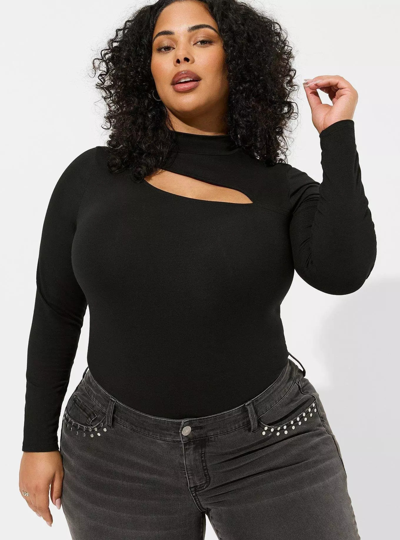 Foxy Mock Neck Cutout Long Sleeve Top | Torrid (US & Canada)