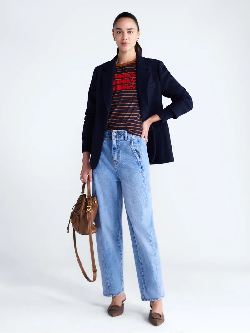 Free Assembly Women's and Women's Plus Single-Breasted Blazer with Ribbed Cuffs, Sizes XS-4X | Walmart (US)