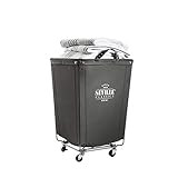 Seville Classics Large Commercial Heavy Duty Rolling Steel Frame Laundry Hamper Canvas Cart Bin w/Wh | Amazon (US)