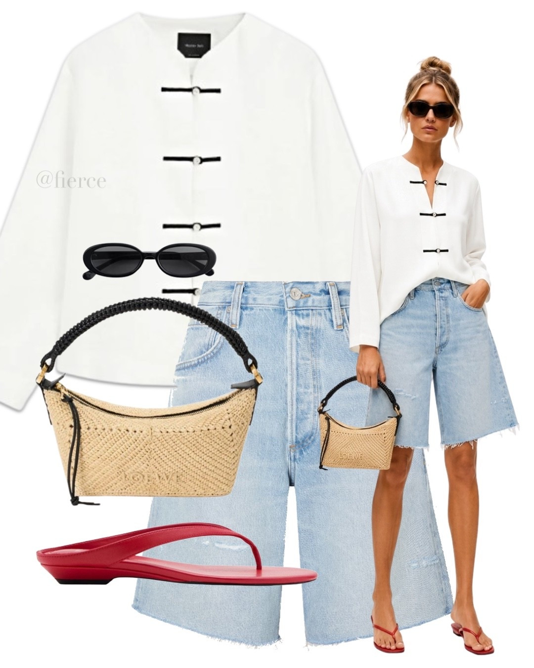 Black white shirt red wedge sandals Bermuda shorts

#LTKuk #LTKsummer #LTKeurope