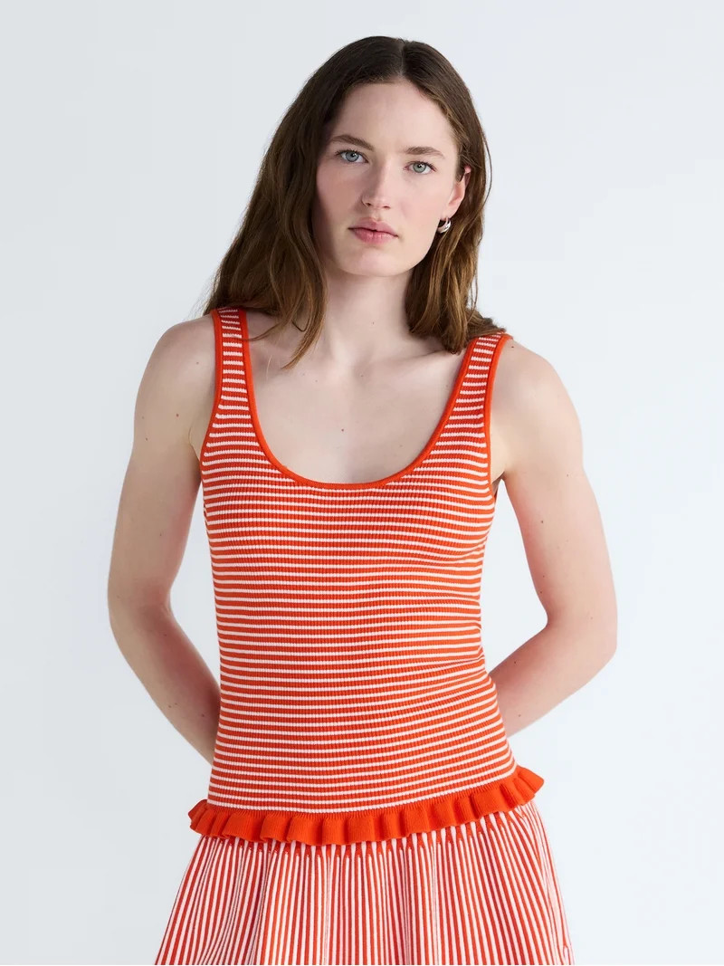 Free Assembly Women's and Women's Plus Ruffle Hem Knit Tank Top, Sizes XS-4X | Walmart (US)