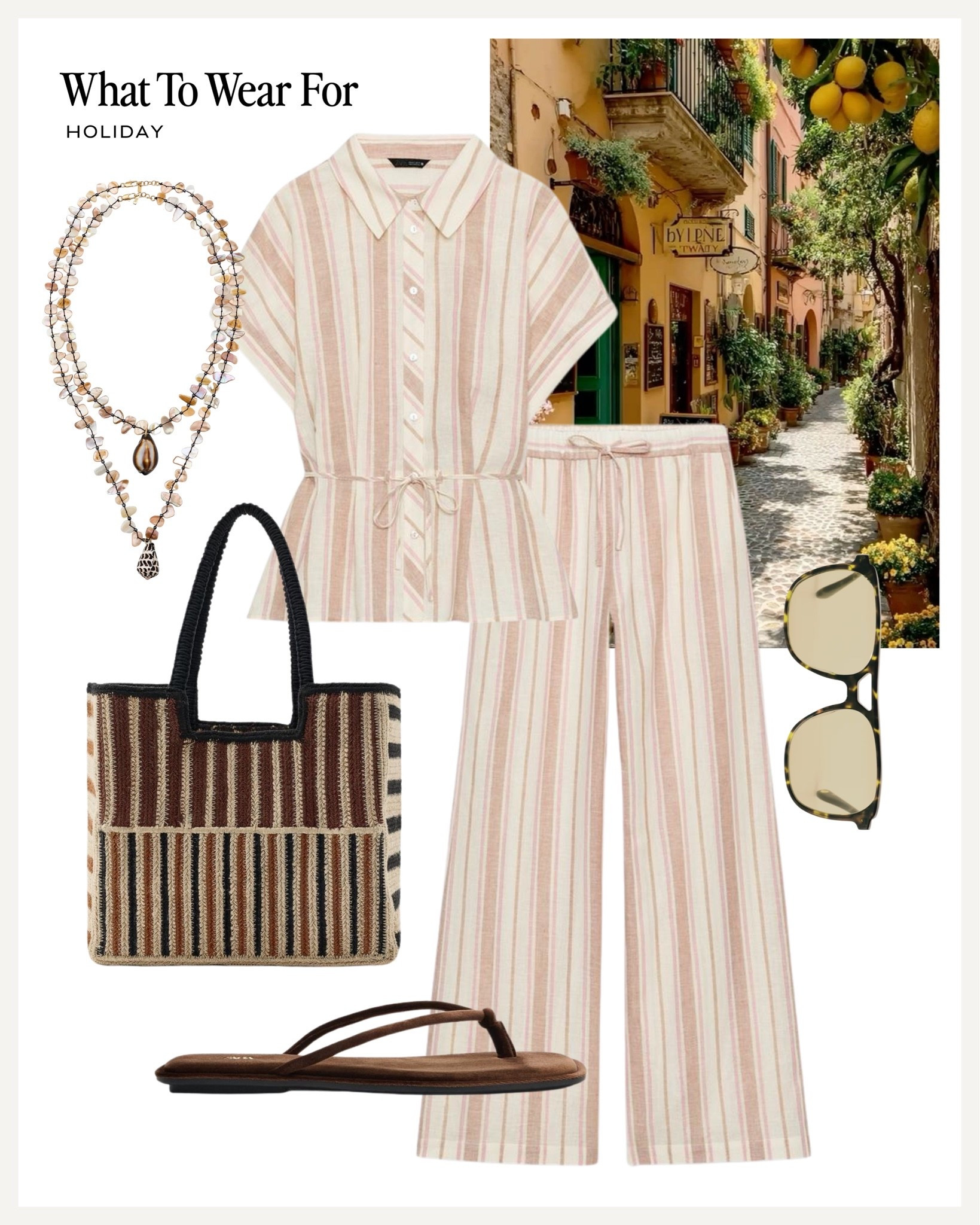 Holiday outfit inspo ☀️ 

Zara new in, co-ord matching sets, straw bag, vacation, summer outfit

#LTKsummer