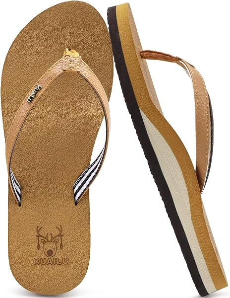 KuaiLu Flip Flops for Women with Arch Support Summer Beach Thong Sandals | Amazon (US)