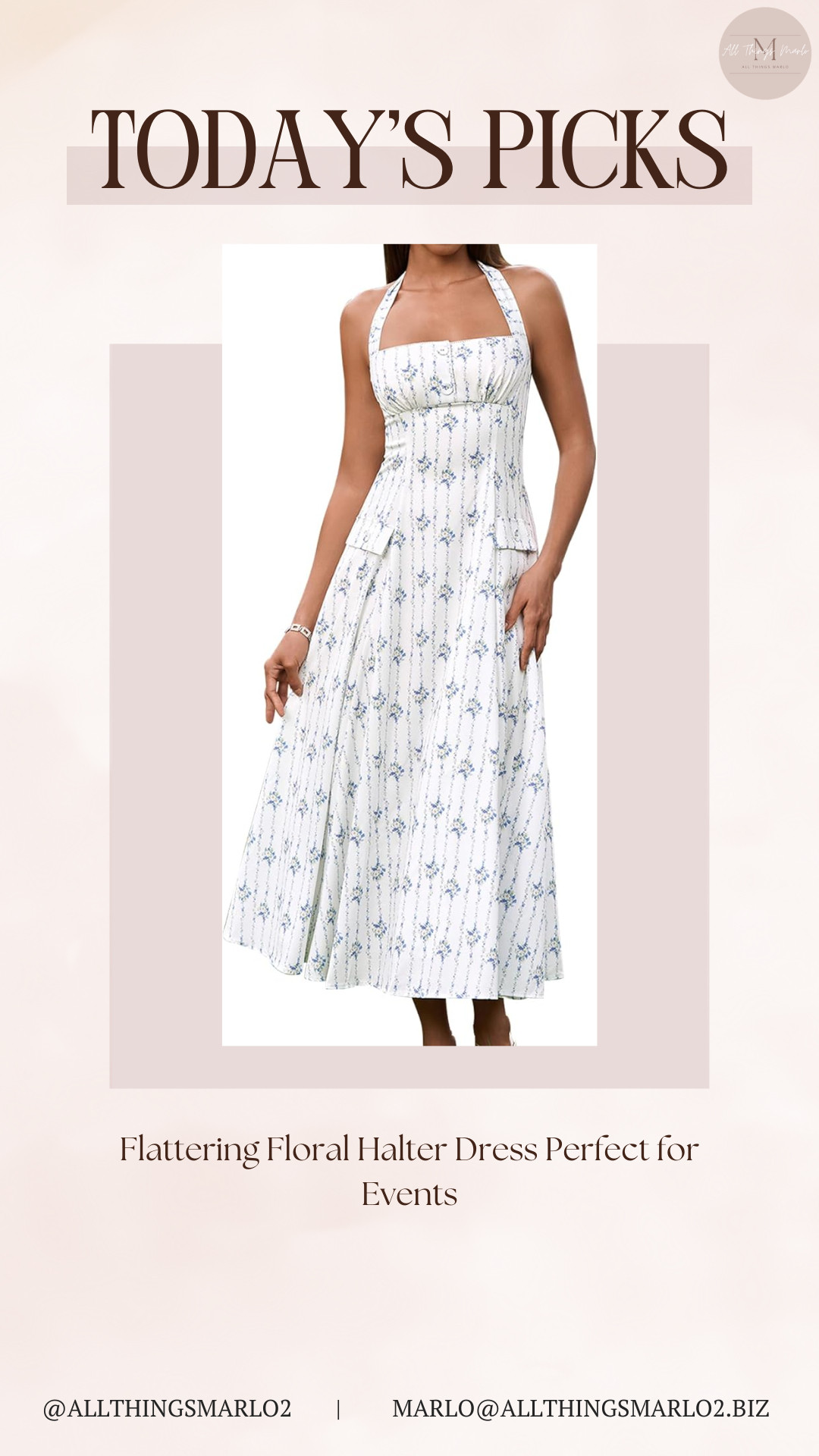 Flattering Floral Halter Dress Perfect for Events 

 #LTKSeasonal #LTKWorkwear #LTKTravel