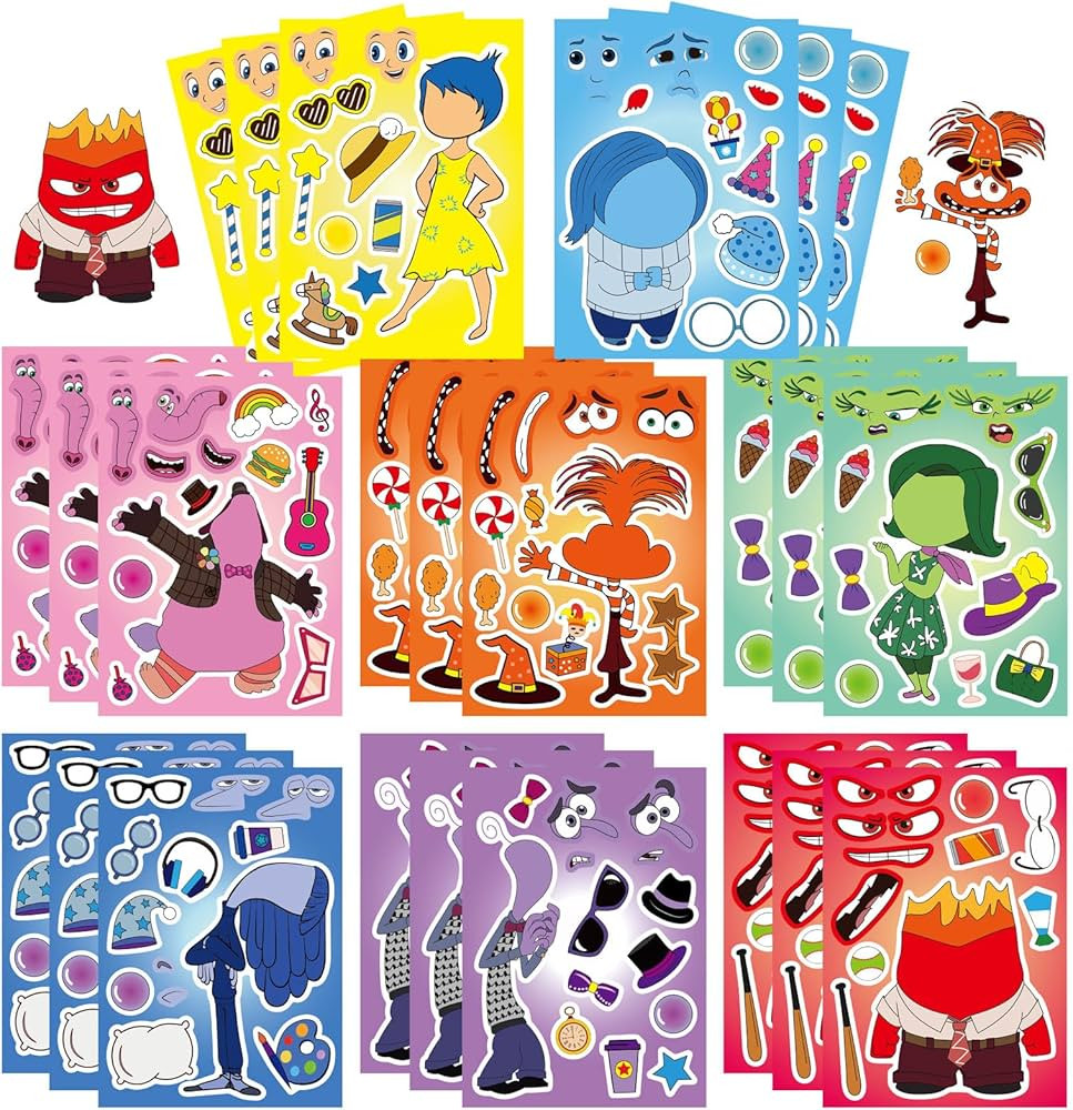 24 Sheets 9”x6 Inside Out DIY Make a Face Stickers for Kids, Make Your Own Cartoon Stickers, An... | Amazon (US)