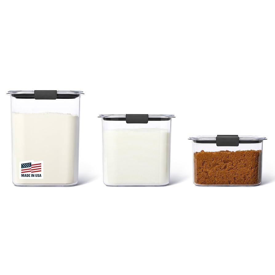 Rubbermaid Brilliance Plastic Food Storage Pantry Baking Set, 3 Containers with Lids (6 Pieces To... | Amazon (US)