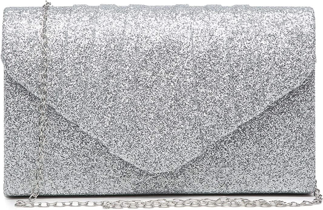 Dasein Women's Evening Bag Pleated Envelope Clutch Handbag Wedding Party Bridal Purse | Amazon (US)