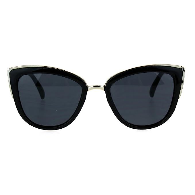 SA106 Runway Fashion Metal Bridge Trim Oversized Cat Eye Sunglasses | Amazon (US)