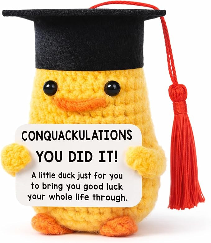 2026 Graduation Gifts Her Him - Conquackulations You Did It, Handmade Crochet Duck for Pre K Prek... | Amazon (US)
