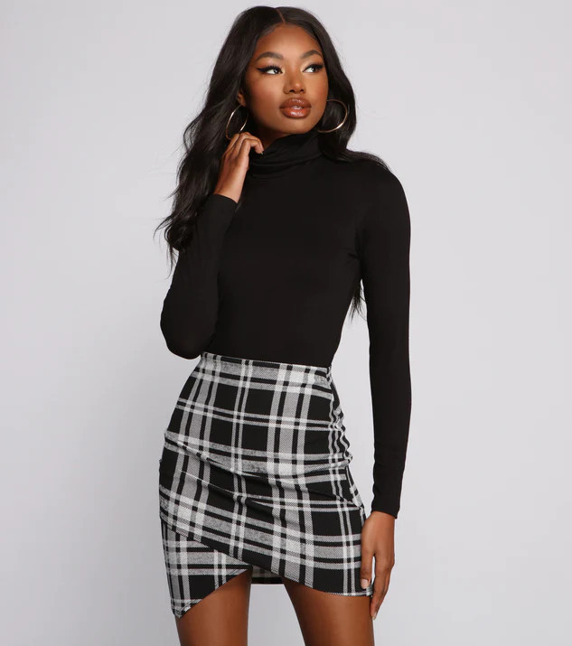 Basic Long Sleeve Crepe Turtleneck Bodysuit | Windsor Stores