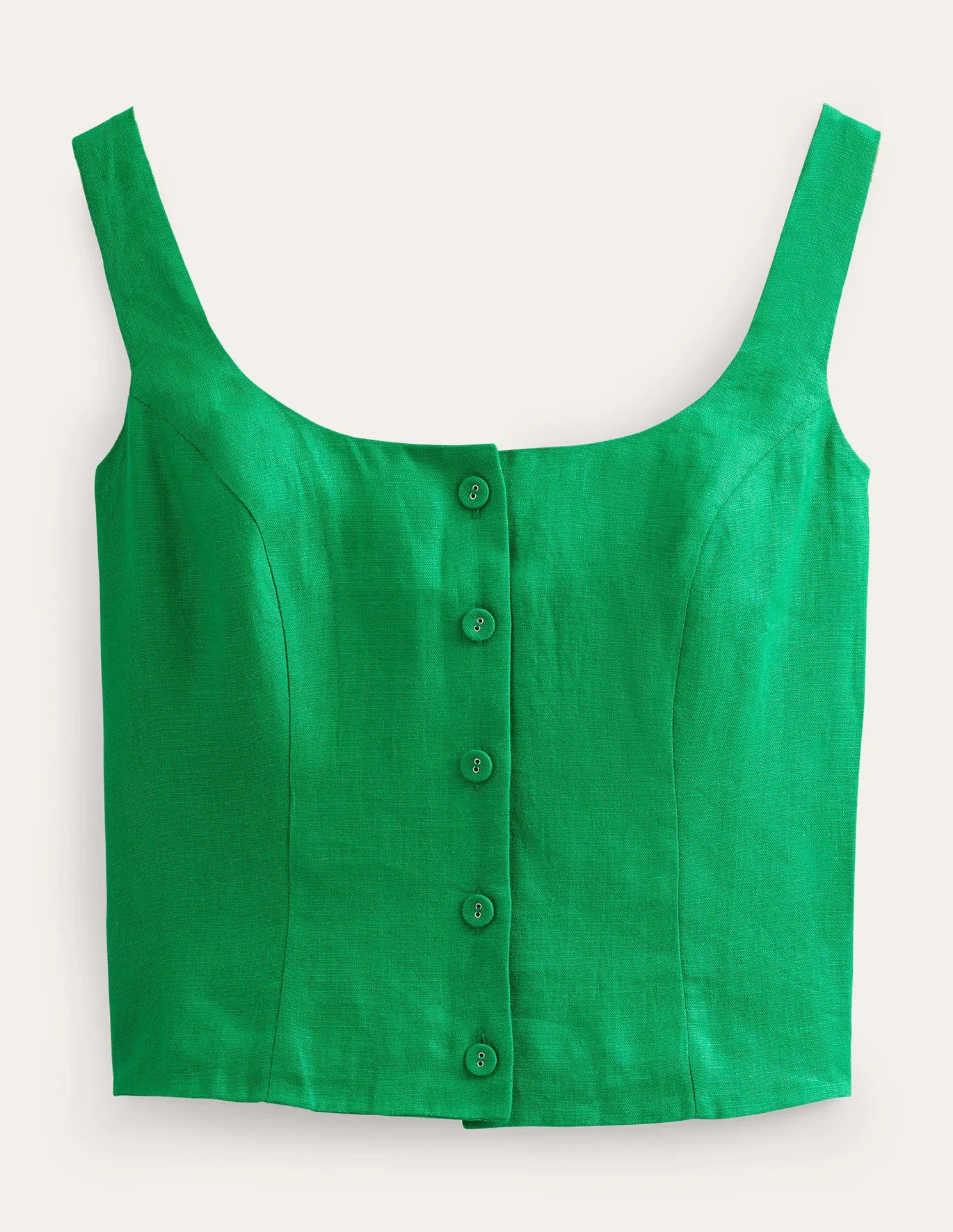 Square Neck Button Top - Rich Emerald | Boden (US)