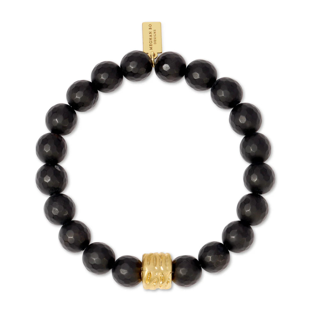 Matte Black Beaded Stretch Bracelet | Meghan Bo Designs