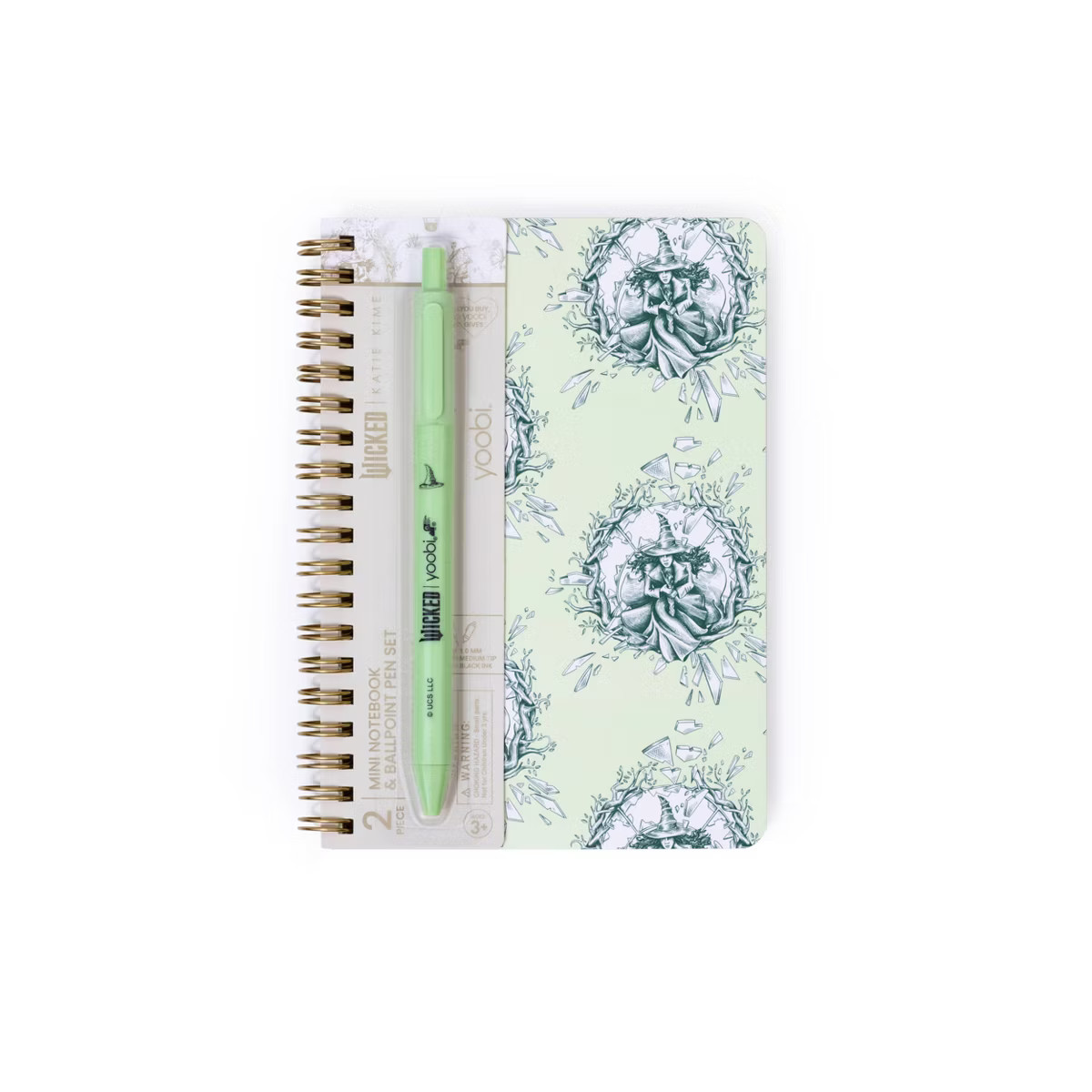 Wicked x Yoobi Mini Notebook Elphaba 4.5"x6.5" Spiral Lined Notebook with Retractable Ballpoint P... | Target