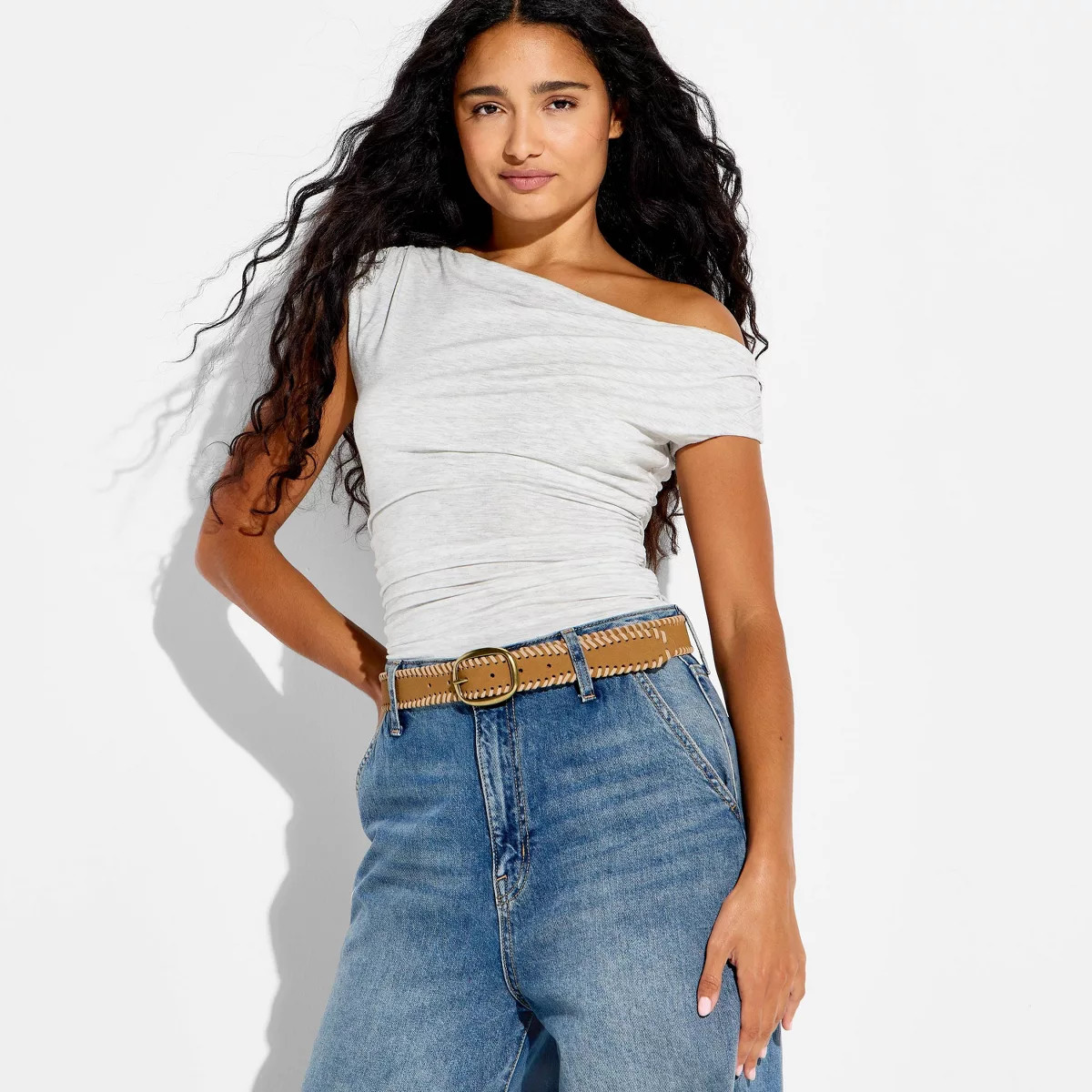 Women's Off the Shoulder Tank Top - Wild Fable\u2122 Heather Gray M | Target