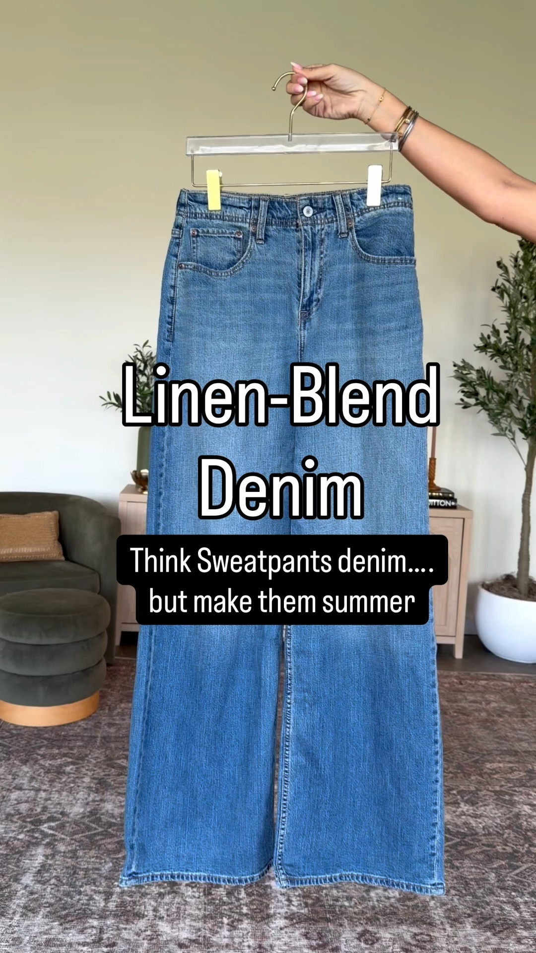 The summer version of the denim sweatpants. 
Linen Blend denim- size 27 
Target jacket - small 
Target tee- small

#LTKTall #LTKOver40 #LTKxAbercrombie