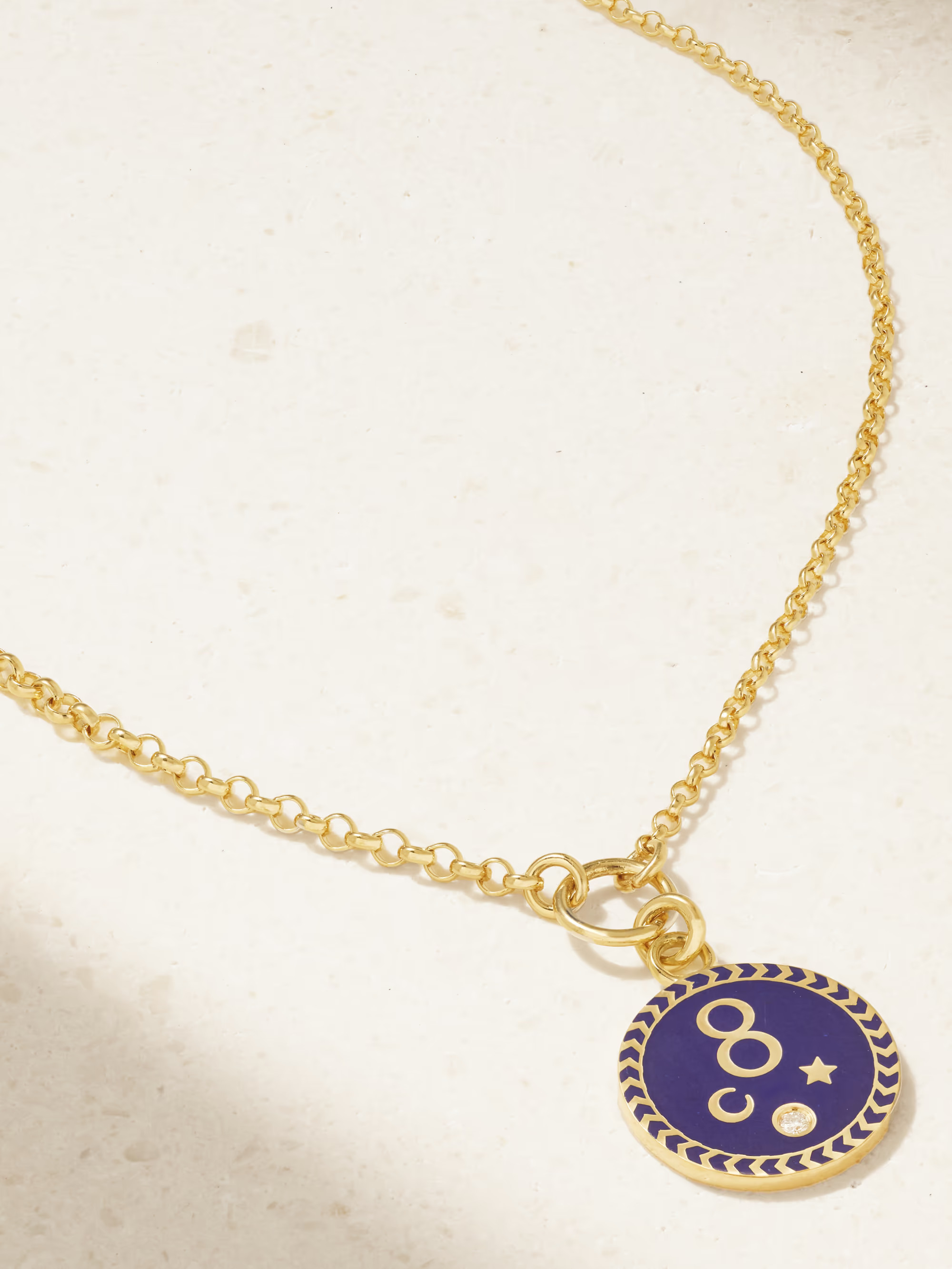 Karma Champlevé Small Belcher 18-karat gold, diamond and enamel necklace | NET-A-PORTER (US)
