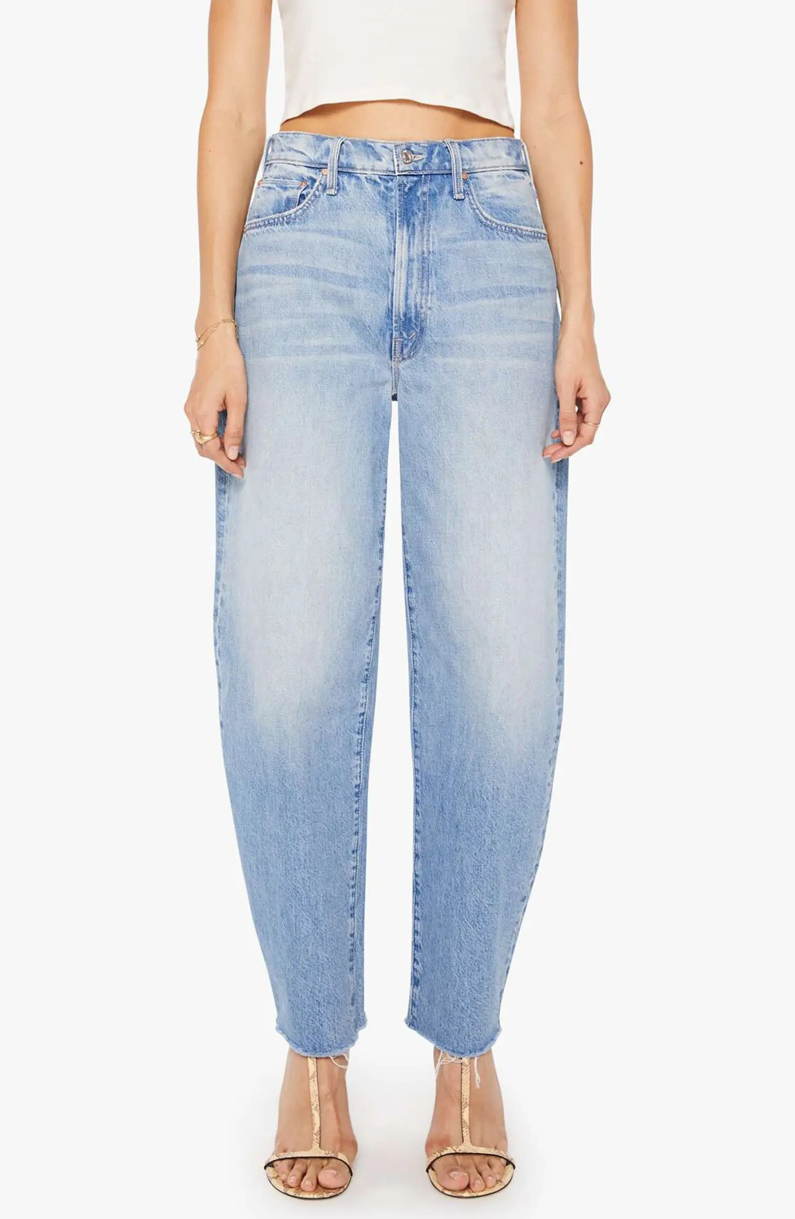 MOTHER The Fan Girl Hover Fray Hem Barrel Jeans | Nordstrom | Nordstrom