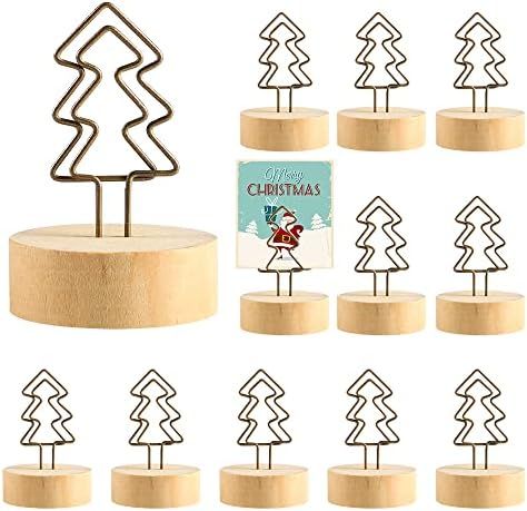 Kalekey 12Packs Christmas Wood Place Card Holders with Christmas Tree Wire and 20Pcs Kraft Place ... | Amazon (US)