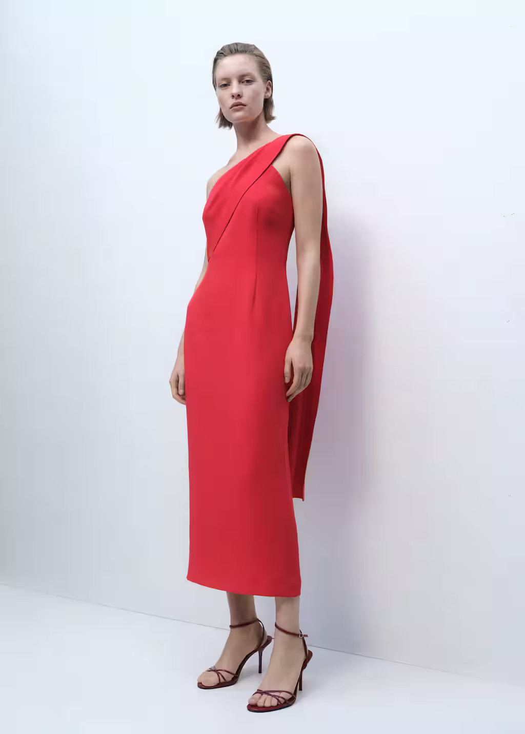 Asymmetrical bow-neck dress red - Women - 20 - MANGO | Mango (US/MX/AU)