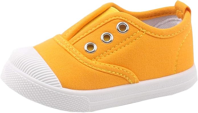 DADAWEN Boy's Girl's Candy Color Canvas Slip-On Lightweight Sneakers Cute Casual Running Shoes Ye... | Amazon (US)