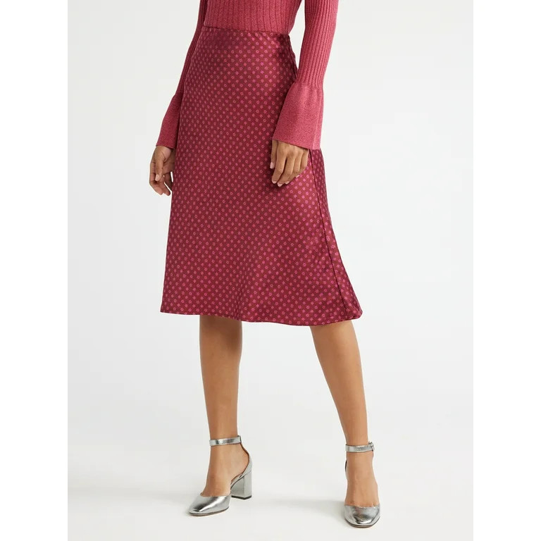 Free Assembly Women's Satin Slip Midi Skirt, Sizes XS-XXXL - Walmart.com | Walmart (US)