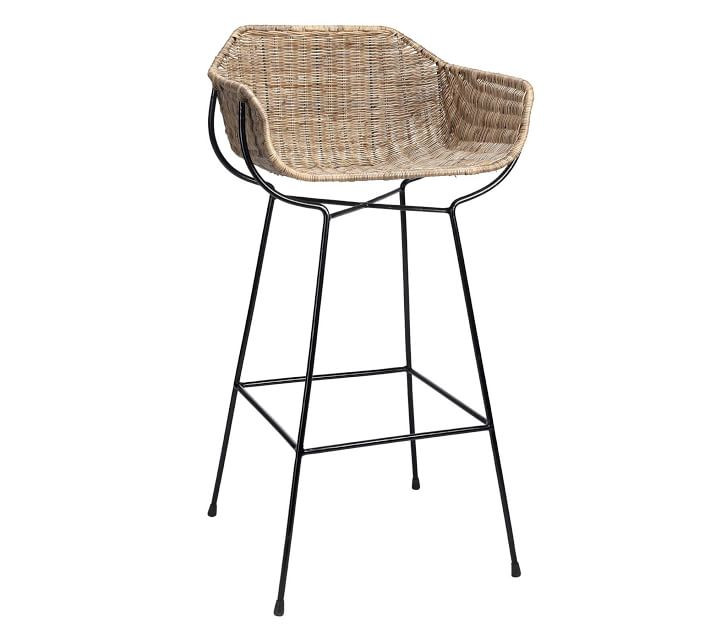 Wendel Rattan Bar & Counter Stools | Pottery Barn | Pottery Barn (US)