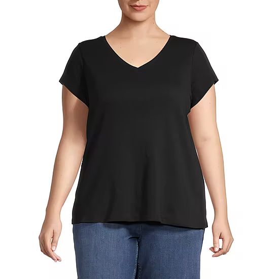 Liz Claiborne Short Sleeve V-Neck Tee - Plus | JCPenney